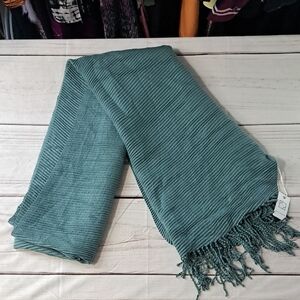 Pretty Persuasions Teal Ribbed Scarf with Fringe